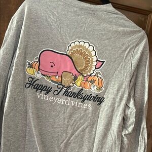 Vineyard Vines Gray Long Sleeve Tee with Pink and Orange Accents